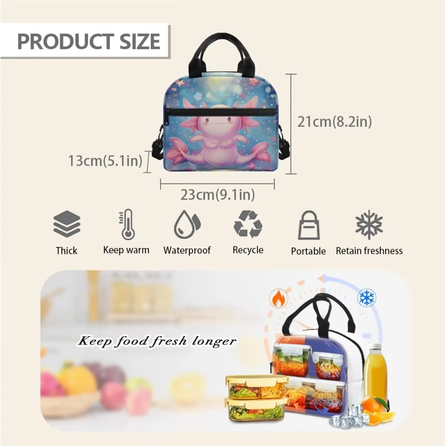 Cute Backpacks for Girls 7-8 Cute Axolotls Book Bag Lightweight Elementary Kindergarten Preschool School Bag Kids Back Pack Students Satchel Daypack