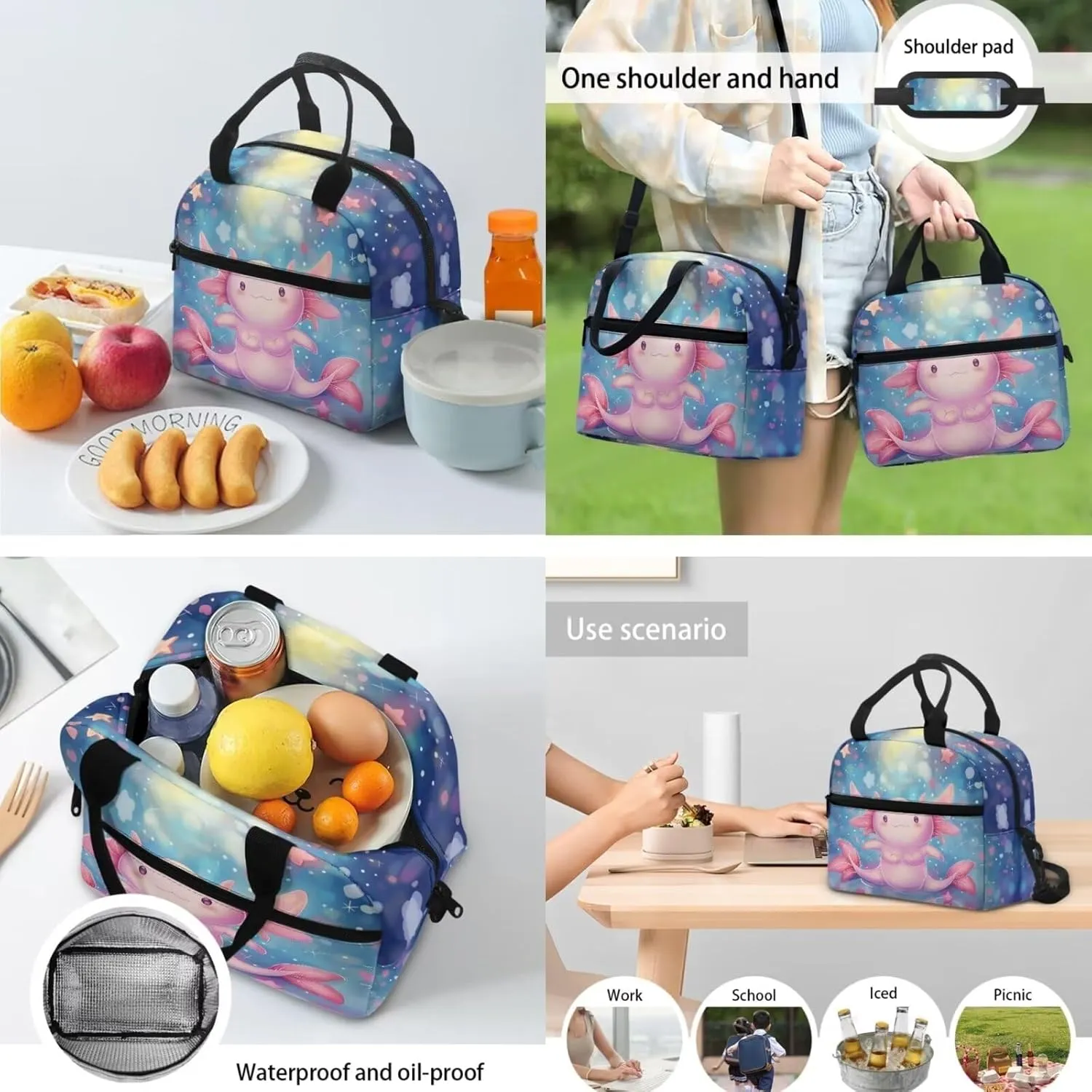 Cute Backpacks for Girls 7-8 Cute Axolotls Book Bag Lightweight Elementary Kindergarten Preschool School Bag Kids Back Pack Students Satchel Daypack