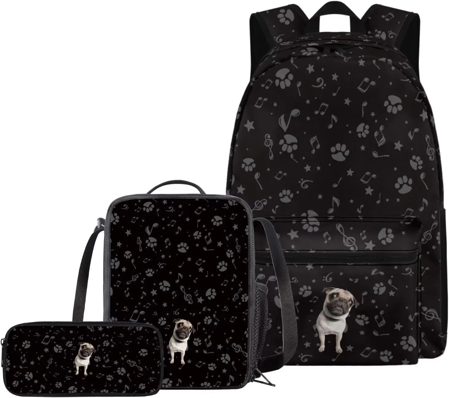 Cute Bulldog Backpacks for 5th Grade Girls Bookbag with Lunch Box and Pencil Case Elementary School Bag for Kids with Lunchbox Pencil Pouch