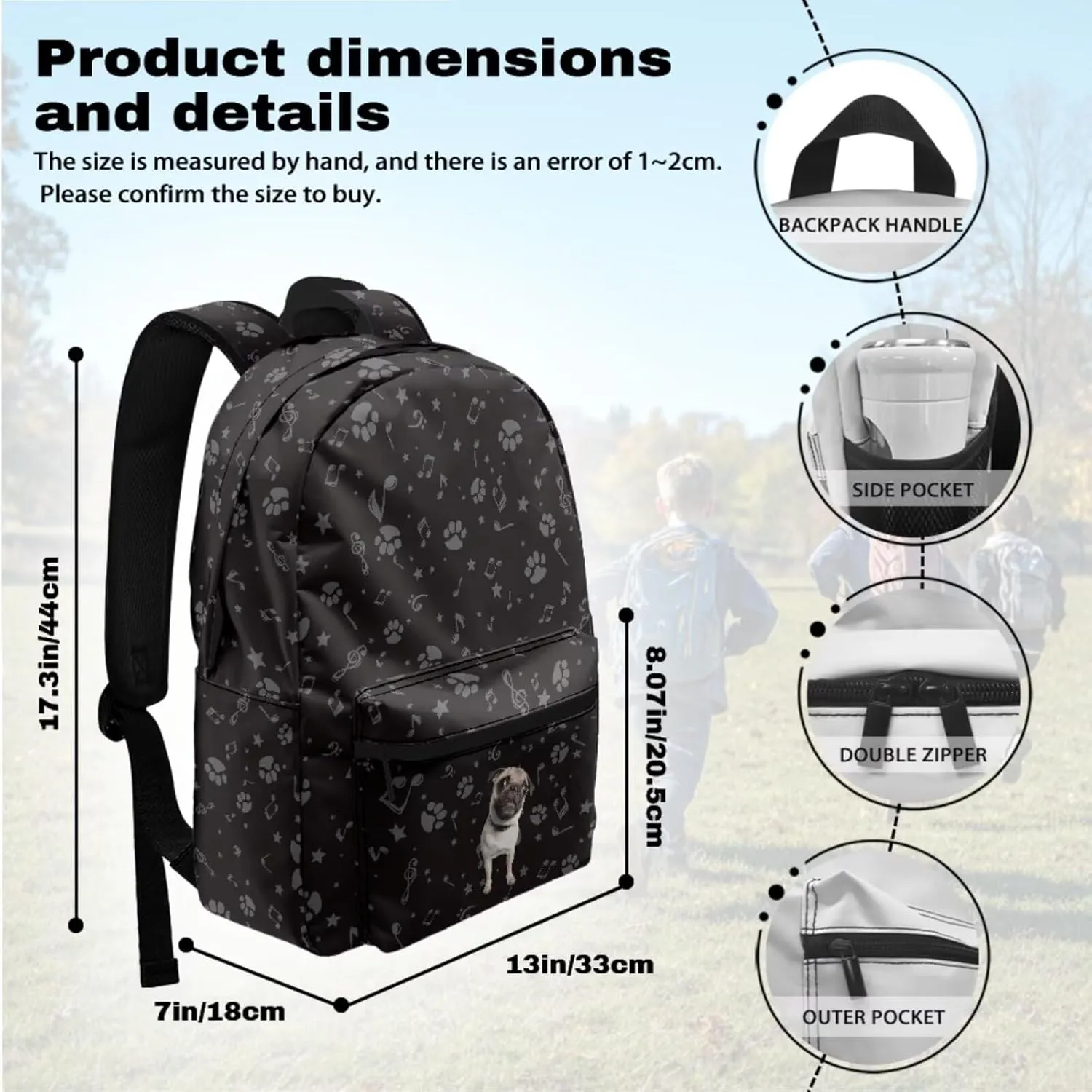 Cute Bulldog Backpacks for 5th Grade Girls Bookbag with Lunch Box and Pencil Case Elementary School Bag for Kids with Lunchbox Pencil Pouch