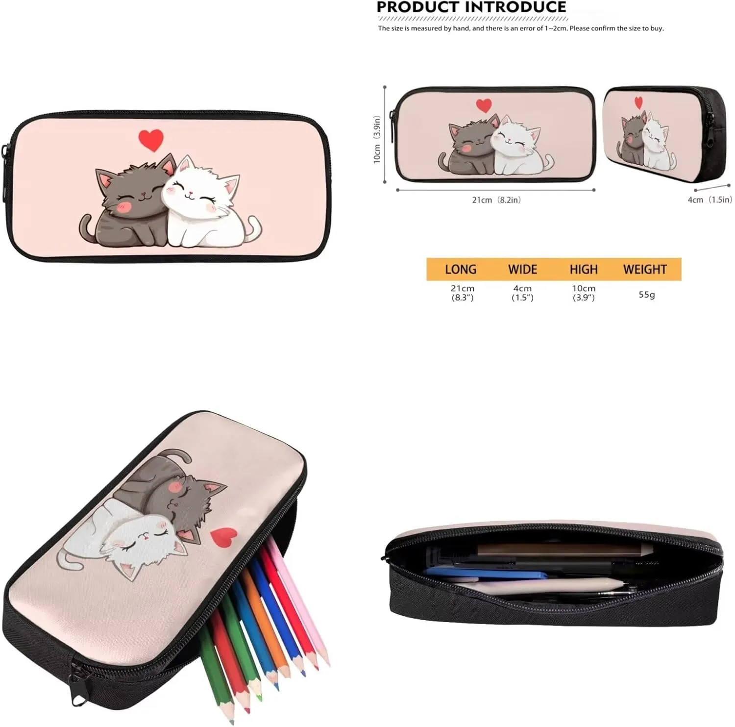 Cute Cat Bookbags for 5th Grade Girls School Backpacks 4 in 1 Backpack for Elementary School Girls with Lunch Box and Pencil Case 17 Inch Aesthetic Daypack for Weekend Services
