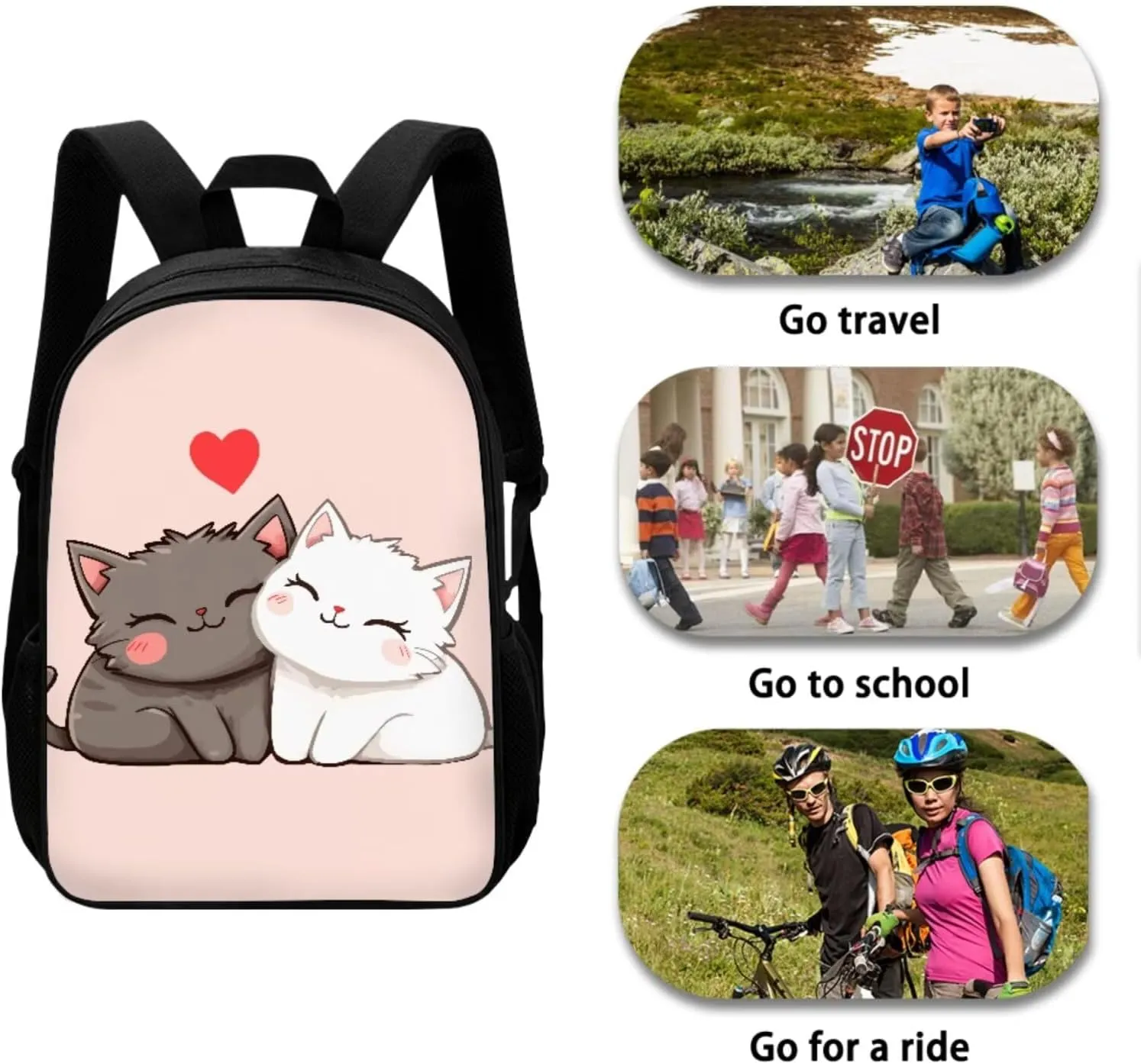 Cute Cat Bookbags for 5th Grade Girls School Backpacks 4 in 1 Backpack for Elementary School Girls with Lunch Box and Pencil Case 17 Inch Aesthetic Daypack for Weekend Services