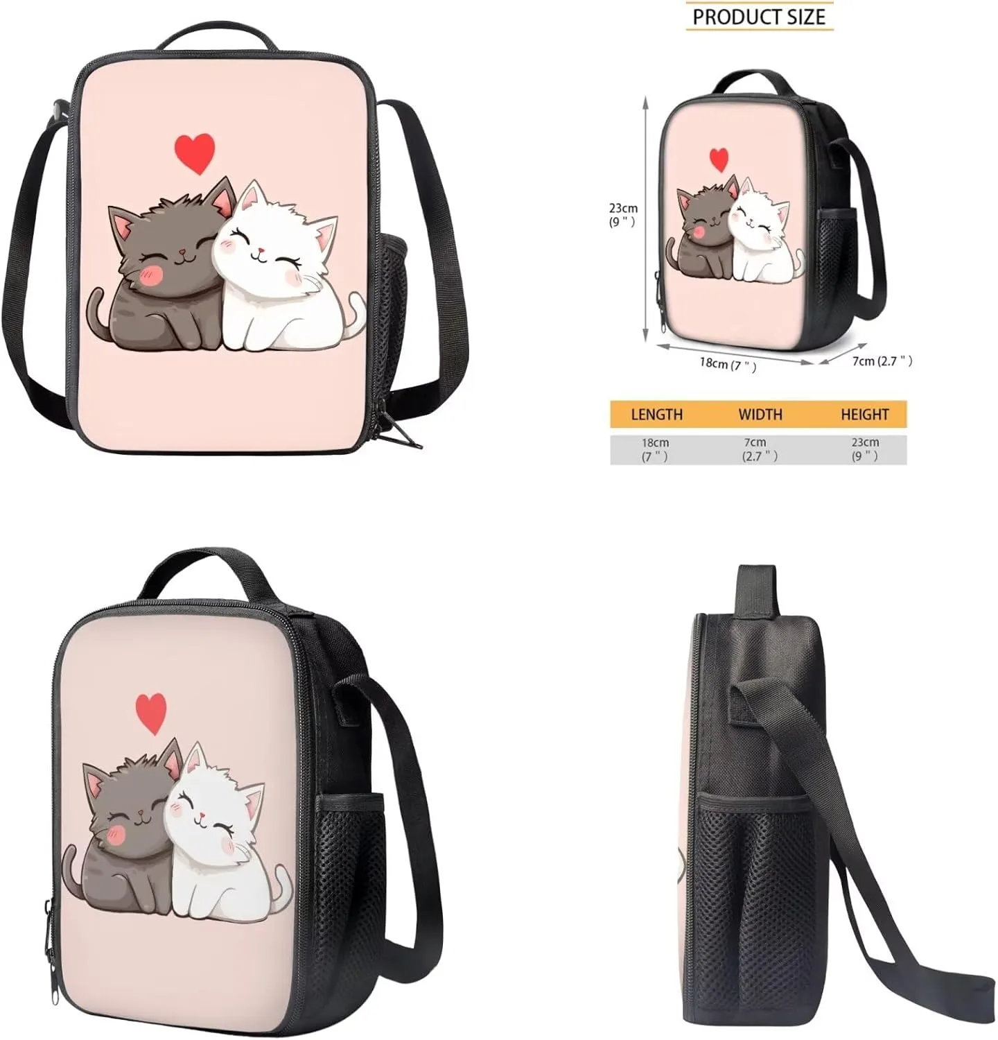 Cute Cat Bookbags for 5th Grade Girls School Backpacks 4 in 1 Backpack for Elementary School Girls with Lunch Box and Pencil Case 17 Inch Aesthetic Daypack for Weekend Services
