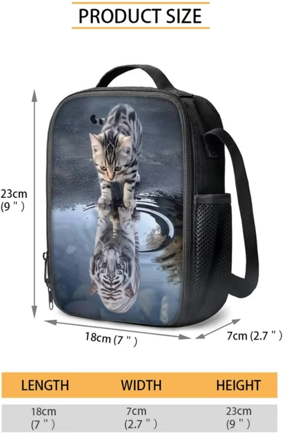 Cute Cat Kids Backpack Set Girls School Backpacks for Elementary,Tiger Bookbag With Lunch Box and Pencil Case for Boys Ages 8-10/10-12 High Middle Students School Bags Casual Daypack