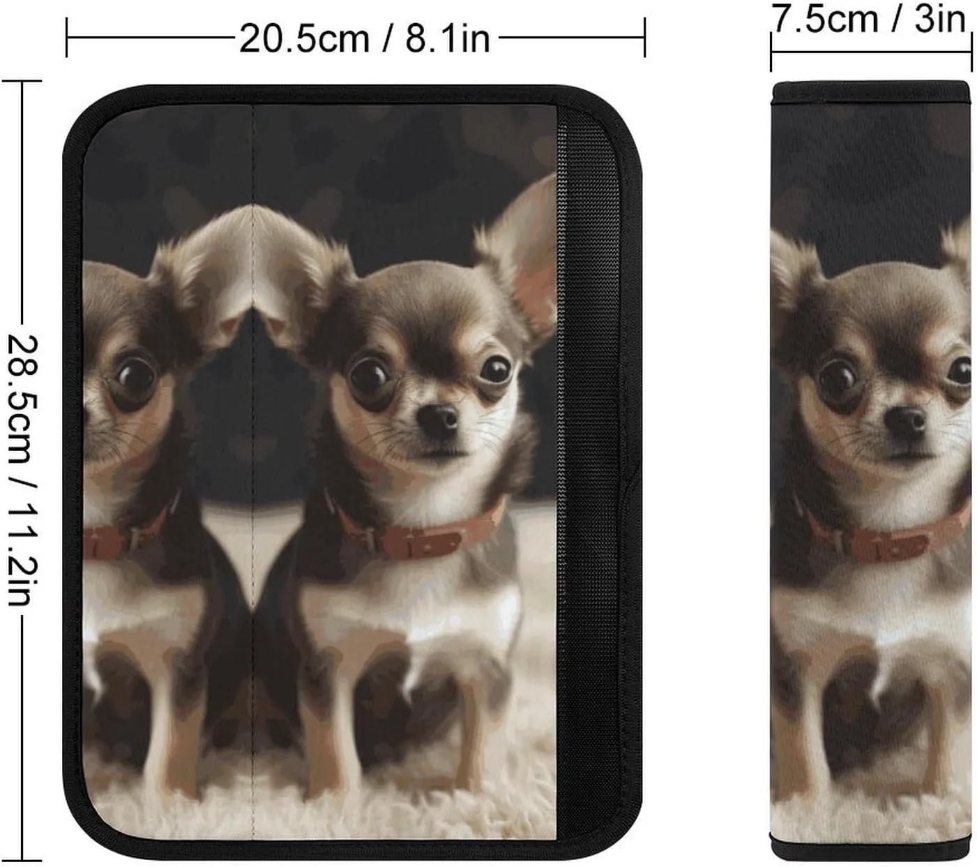 Cute Chihuahua Auto Seat Belt Cover 2PCS Universal Car Seat Belt Shoulder Protector Pad, Protect Your Shoulders and Neck for Car Seat Belt, Shoulder Bag, Backpack