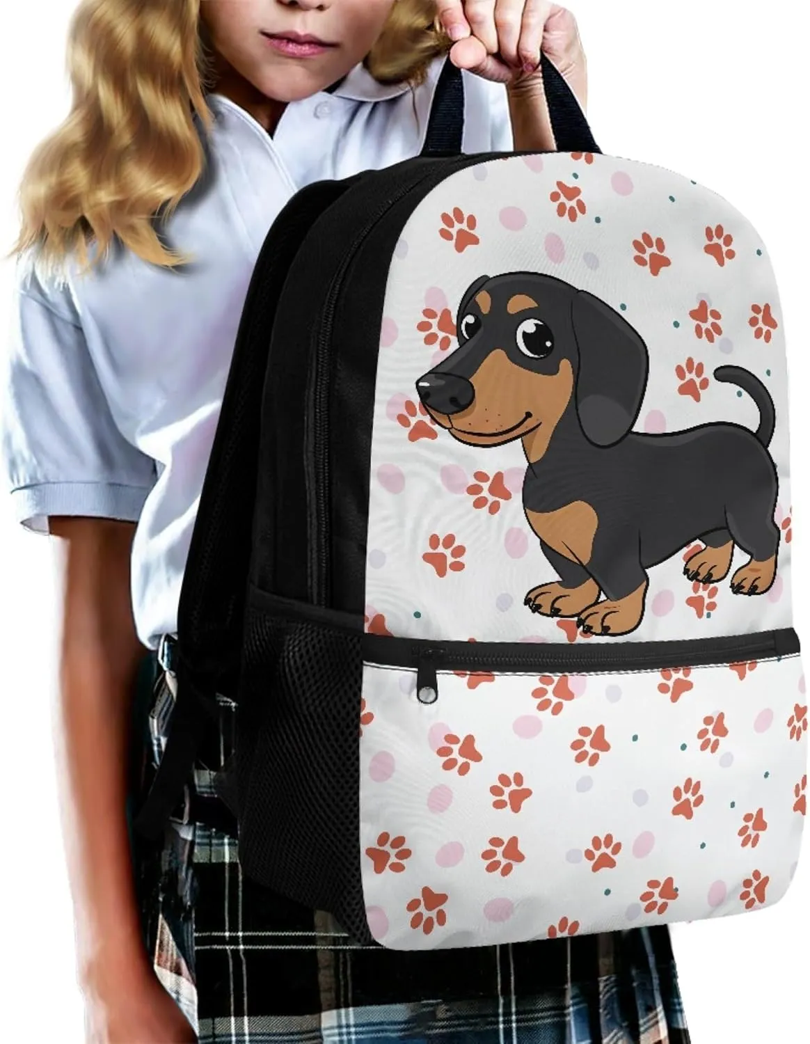 Cute Dachshund Boys Backpack Kids School Bags for 5-11 Years Girls Bookbags Child Book Bag for Elementary Children Backpack for Back to School Gifts