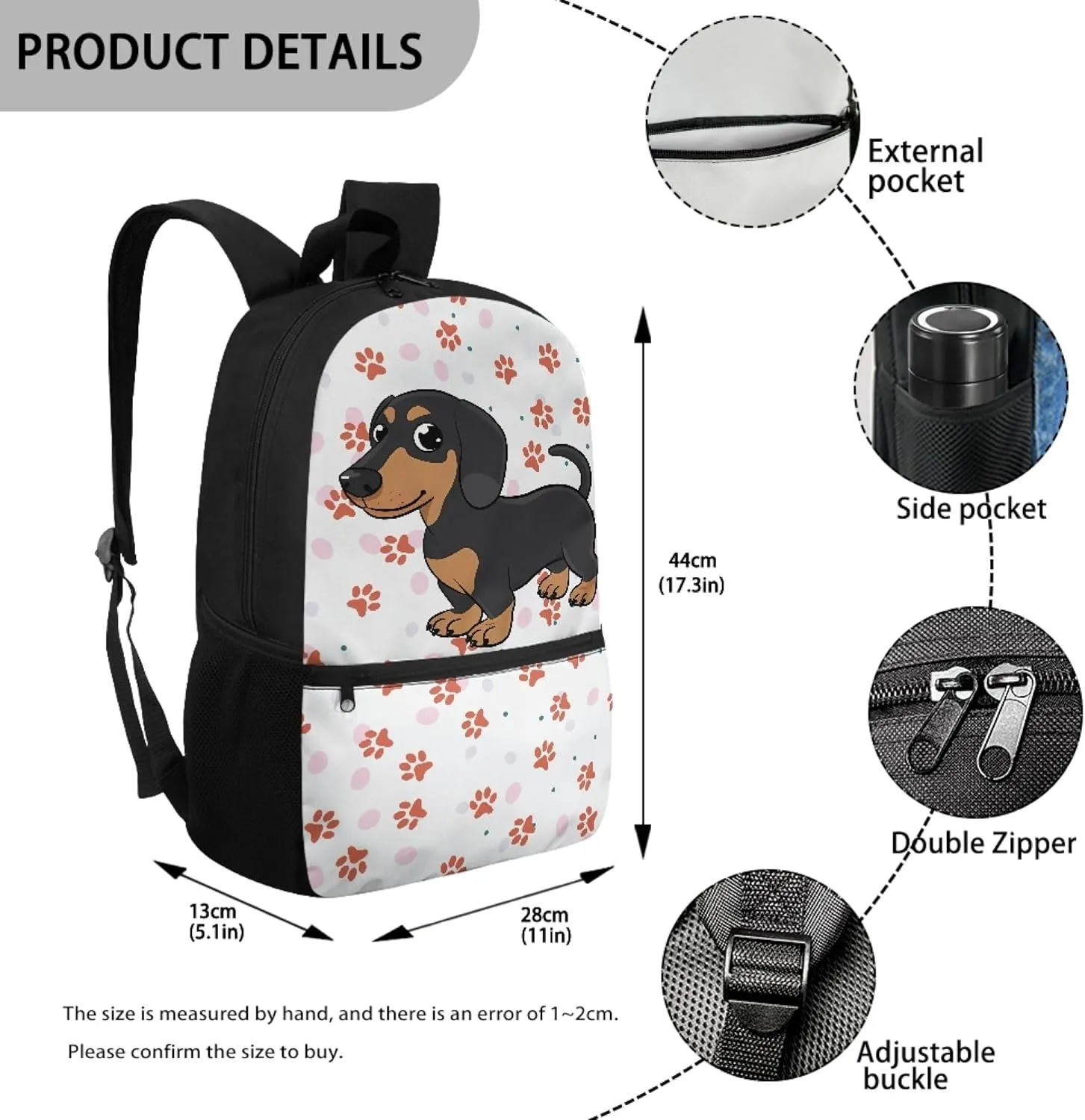 Cute Dachshund Boys Backpack Kids School Bags for 5-11 Years Girls Bookbags Child Book Bag for Elementary Children Backpack for Back to School Gifts