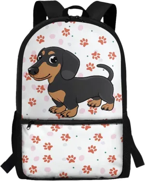 Cute Dachshund Boys Backpack Kids School Bags for 5-11 Years Girls Bookbags Child Book Bag for Elementary Children Backpack for Back to School Gifts