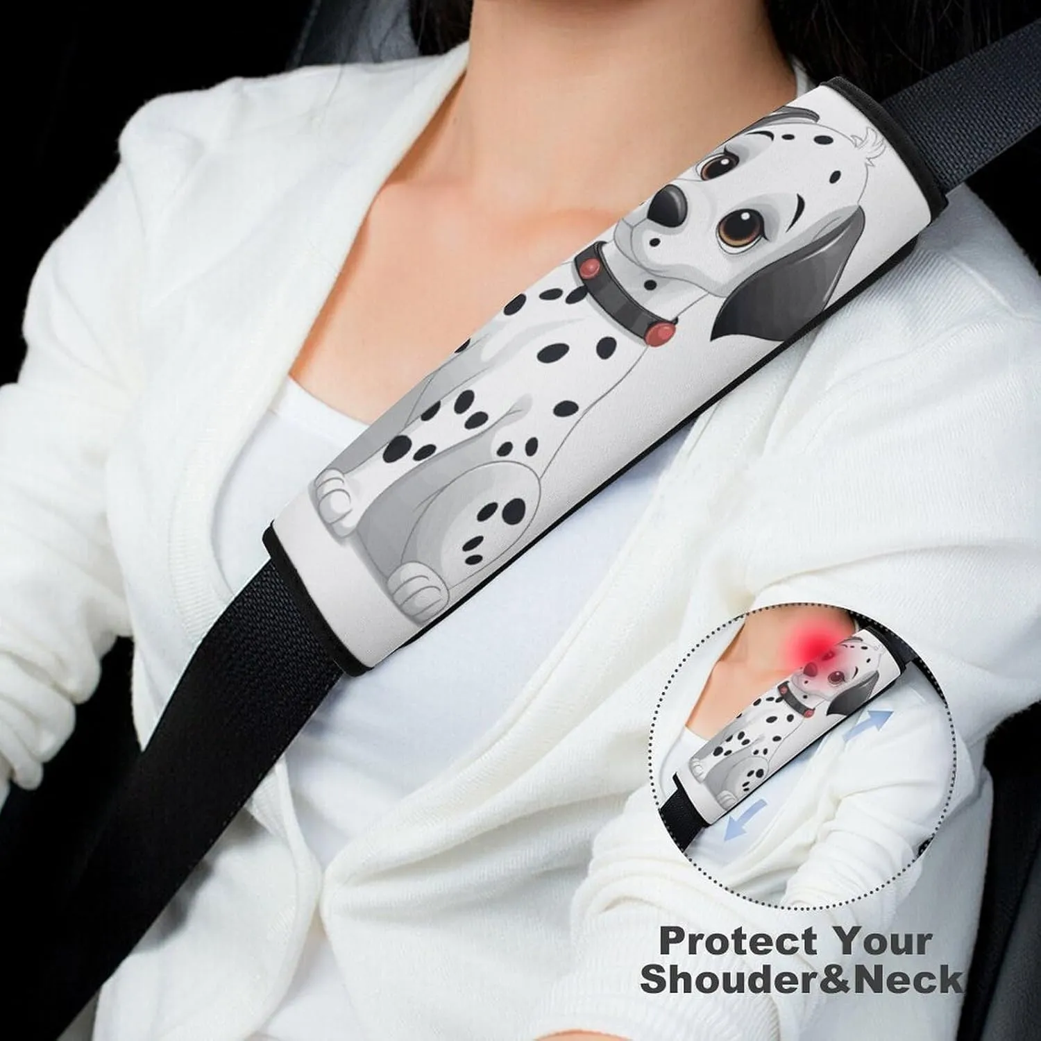Cute Dalmatian Auto Seat Belt Cover 2PCS Universal Car Seat Belt Shoulder Protector Pad, Protect Your Shoulders and Neck for Car Seat Belt, Shoulder Bag, Backpack