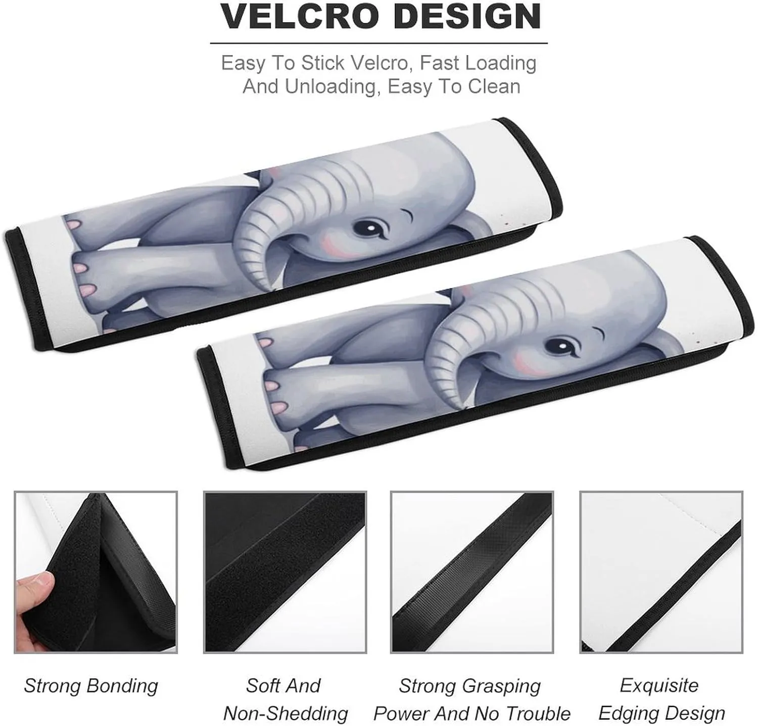 Cute Elephant Auto Seat Belt Cover 2PCS Universal Car Seat Belt Shoulder Protector Pad, Protect Your Shoulders and Neck for Car Seat Belt, Shoulder Bag, Backpack