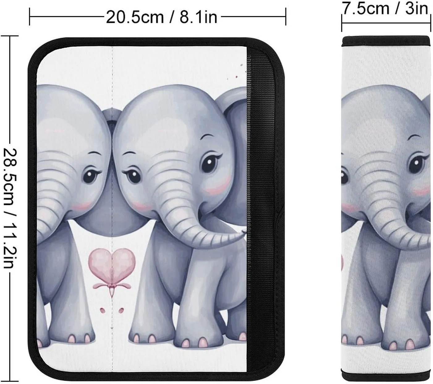Cute Elephant Auto Seat Belt Cover 2PCS Universal Car Seat Belt Shoulder Protector Pad, Protect Your Shoulders and Neck for Car Seat Belt, Shoulder Bag, Backpack
