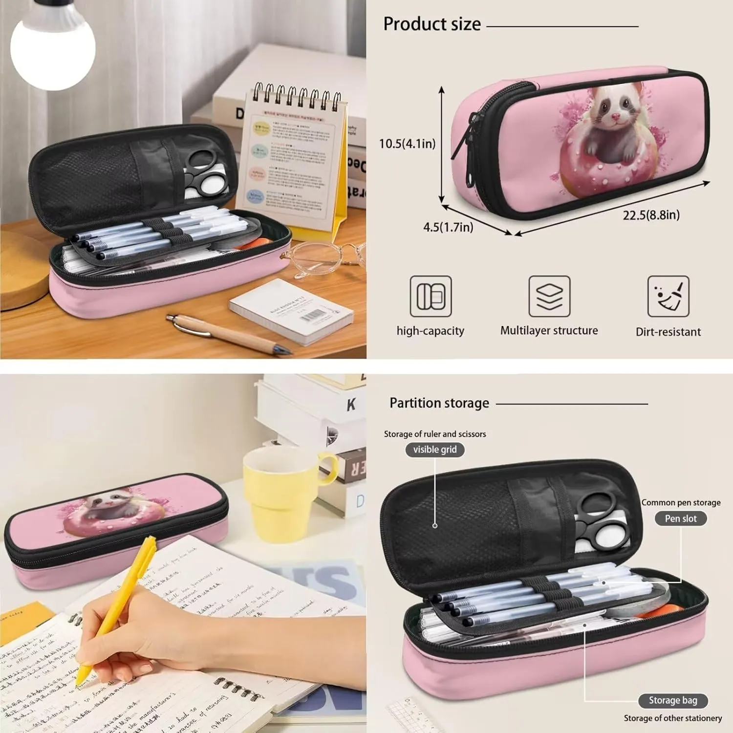 Cute Ferret Girls Backpack for School, Kids School Rucksack Pencil Case and Lunch Box Lightweight Hiking Backpack Large Travel Bags Back to School Gifts Trendy Knapsack Back Packs