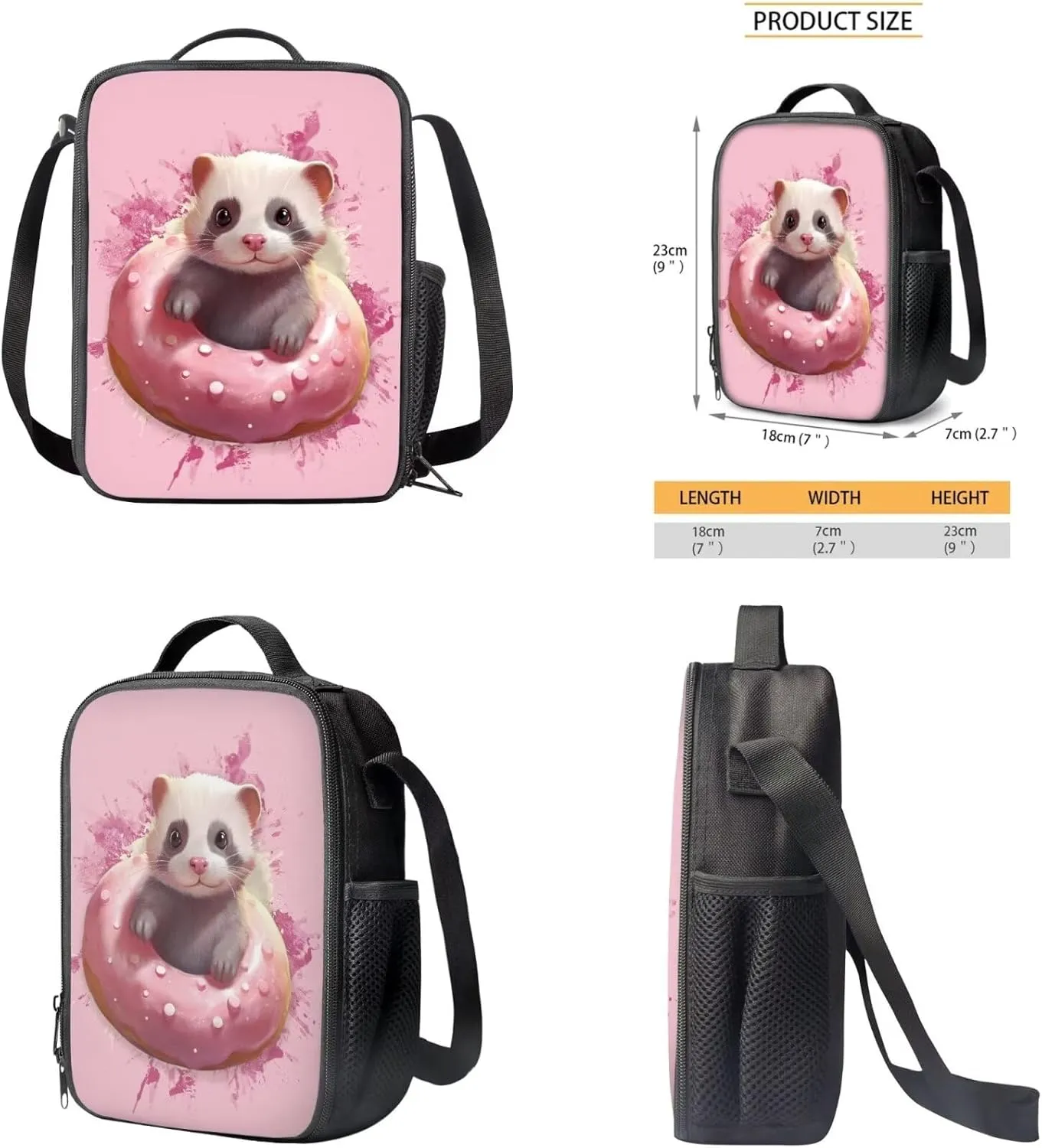 Cute Ferret Girls Backpack for School, Kids School Rucksack Pencil Case and Lunch Box Lightweight Hiking Backpack Large Travel Bags Back to School Gifts Trendy Knapsack Back Packs