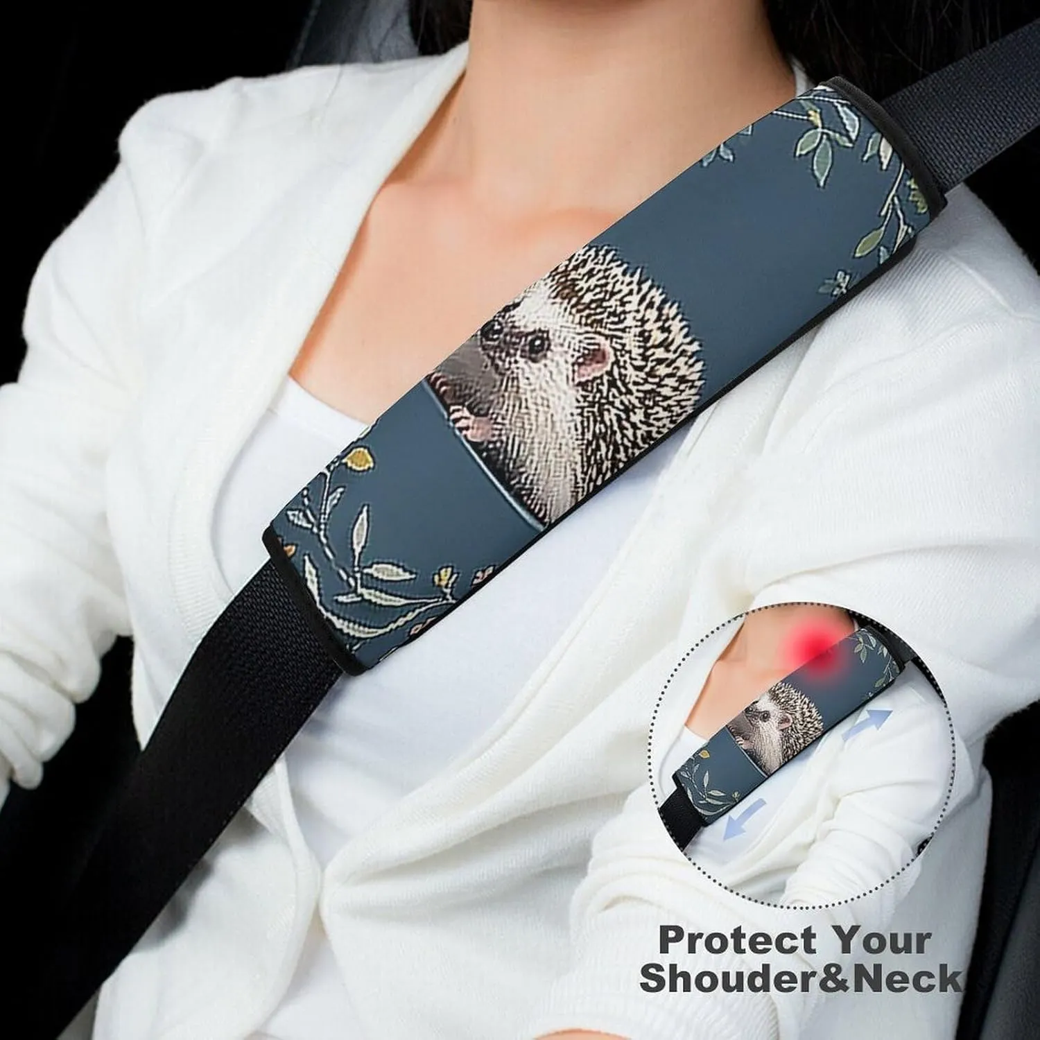 Cute Little Hedgehog Auto Seat Belt Cover 1PCS Universal Car Seat Belt Shoulder Protector Pad, Protect Your Shoulders and Neck for Car Seat Belt, Shoulder Bag, Backpack