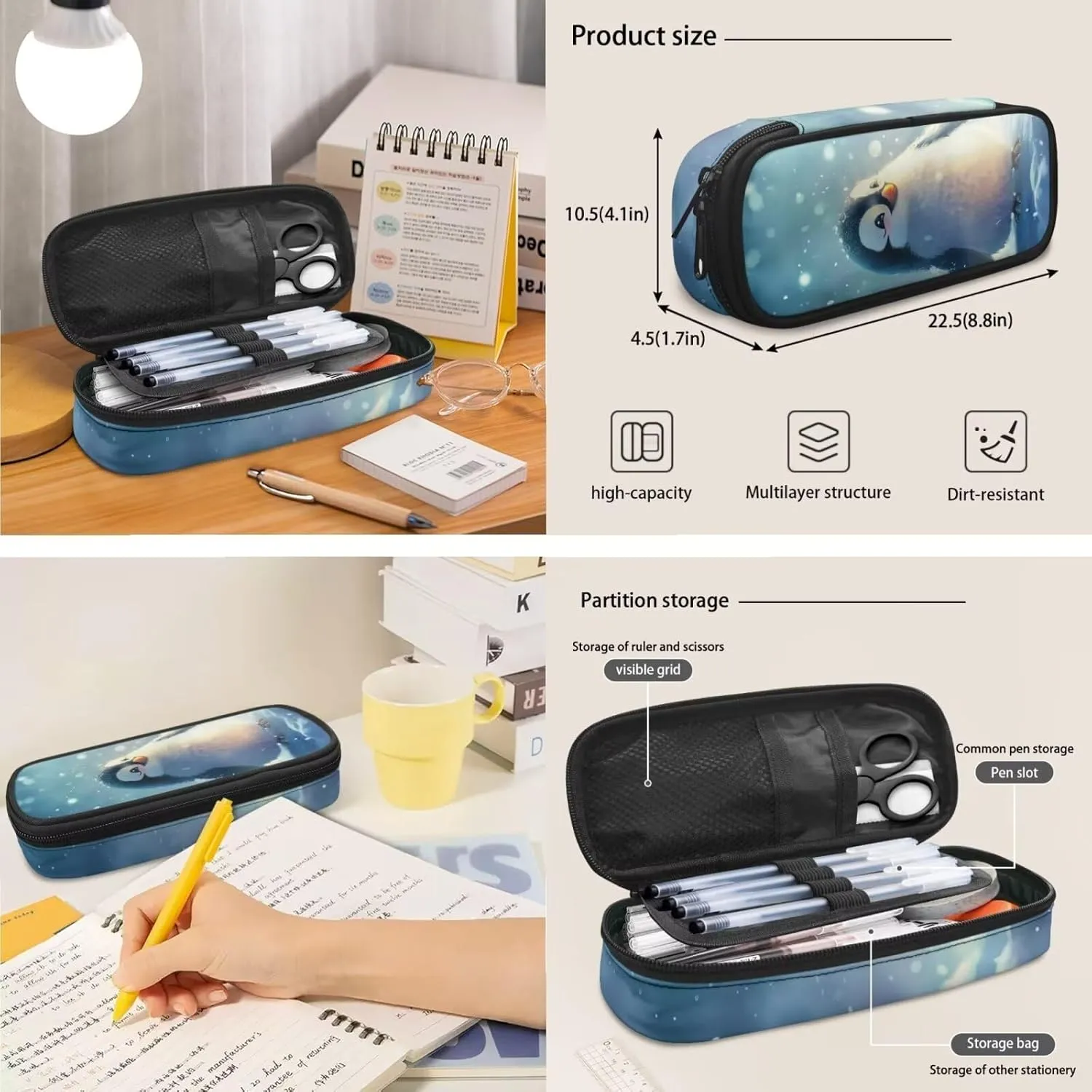 Cute Penguin Toddler Backpack and Lunch Box Set Boys 6-8 School Bags for Teen Girls Back to School Bag for Girls 8-10 Fits Notebooks Water Bottles Homework Tablets