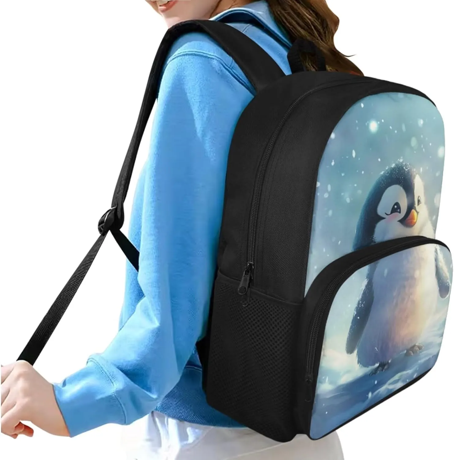 Cute Penguin Toddler Backpack and Lunch Box Set Boys 6-8 School Bags for Teen Girls Back to School Bag for Girls 8-10 Fits Notebooks Water Bottles Homework Tablets