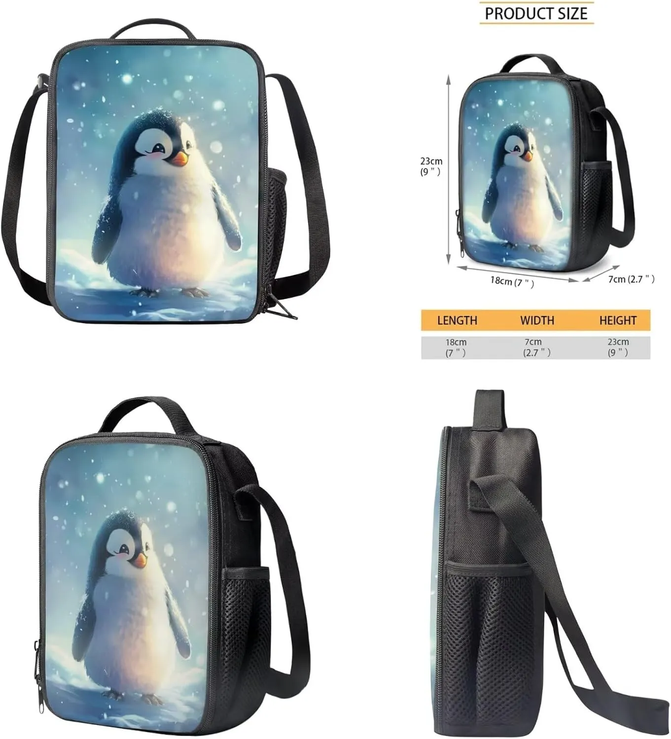 Cute Penguin Toddler Backpack and Lunch Box Set Boys 6-8 School Bags for Teen Girls Back to School Bag for Girls 8-10 Fits Notebooks Water Bottles Homework Tablets