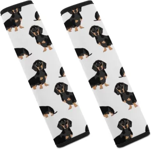 Dachshund Weiner Pet Dogs Auto Seat Belt Cover 2PCS Universal Car Seat Belt Shoulder Protector Pad, Protect Your Shoulders and Neck for Car Seat Belt, Shoulder Bag, Backpack