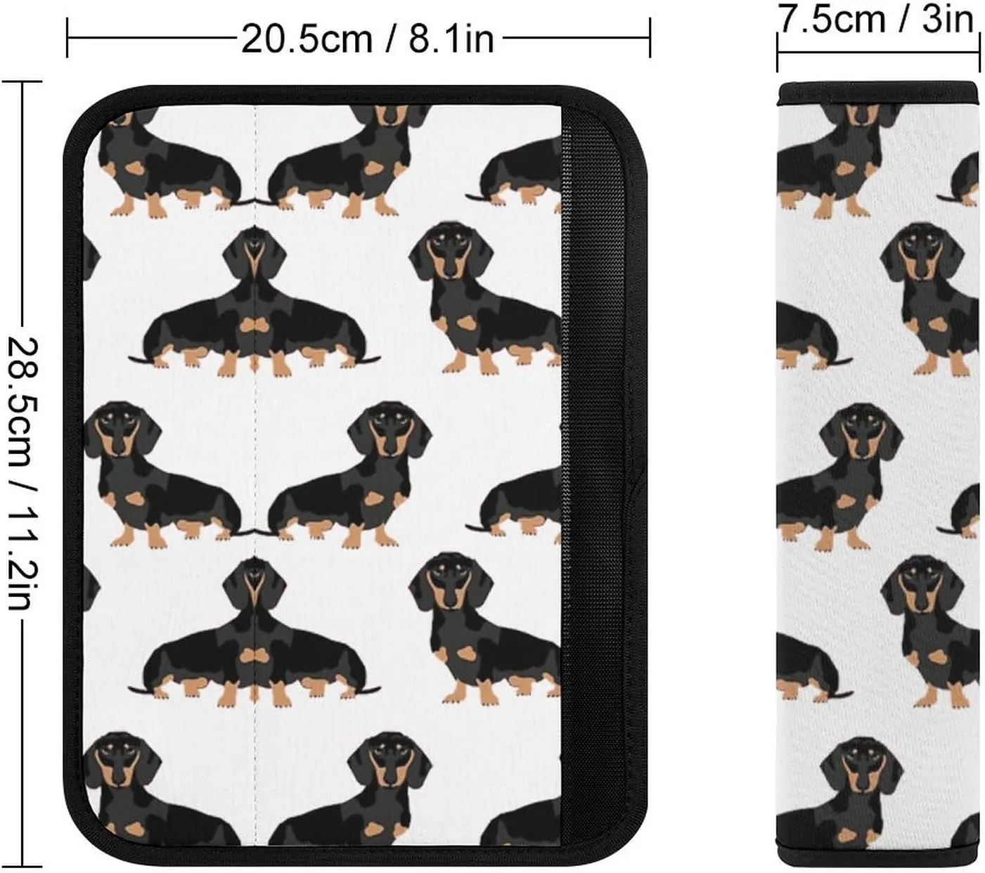 Dachshund Weiner Pet Dogs Auto Seat Belt Cover 2PCS Universal Car Seat Belt Shoulder Protector Pad, Protect Your Shoulders and Neck for Car Seat Belt, Shoulder Bag, Backpack