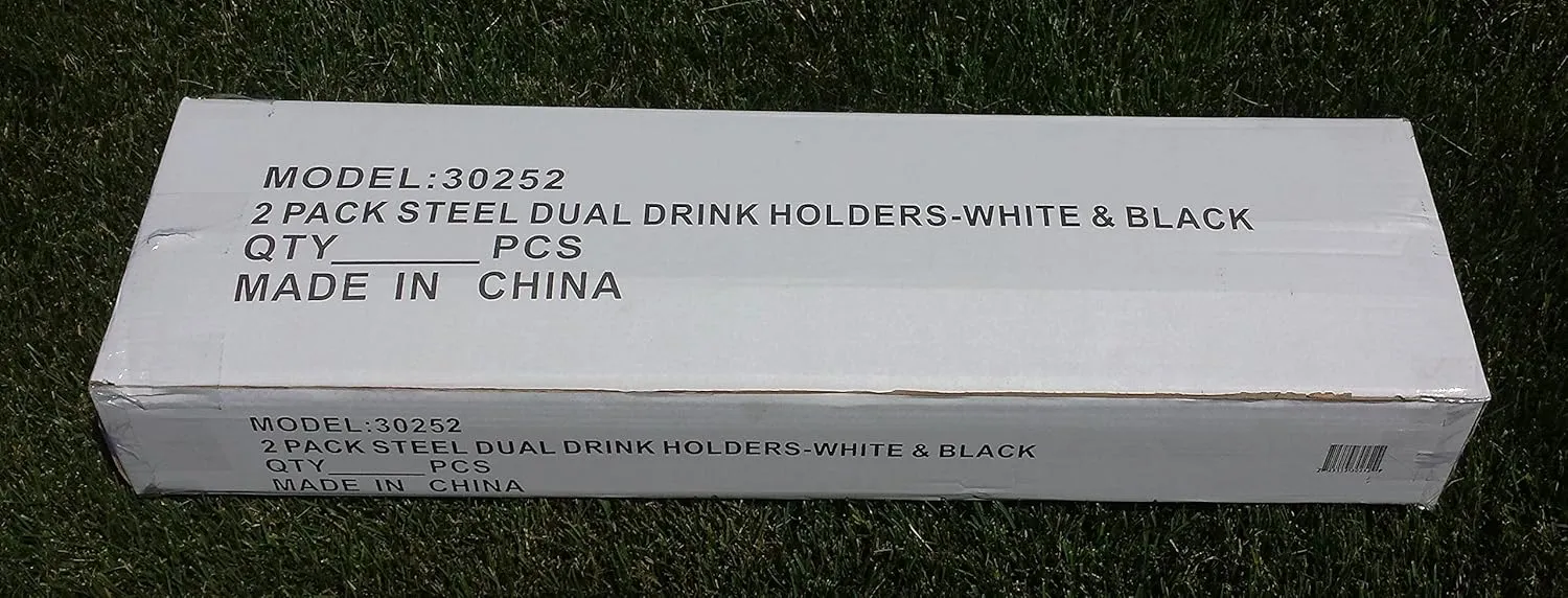 Decko Outdoor 30252 Heavy Duty Double Beverage Holder, White/Black, 2-Pack