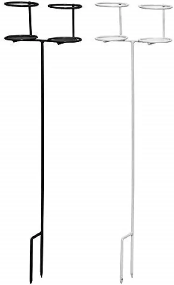 Decko Outdoor 30252 Heavy Duty Double Beverage Holder, White/Black, 2-Pack