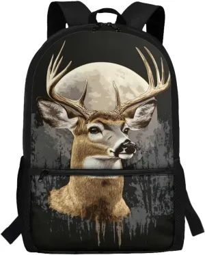 Deer Backpack for Boys 1st Grade School Bag Boys Book Bag 8-10 Large Capacity 2nd Grade Bookbag with Front Zip Pocket and Adjustable Shoudler Strap 17 Inch Schoolbag