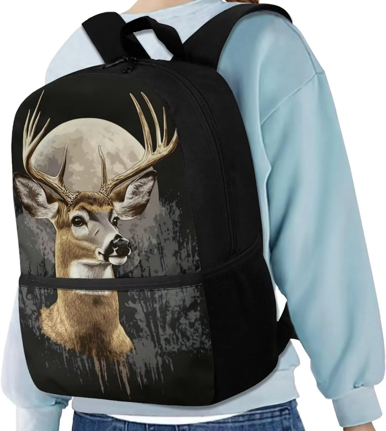 Deer Backpack for Boys 1st Grade School Bag Boys Book Bag 8-10 Large Capacity 2nd Grade Bookbag with Front Zip Pocket and Adjustable Shoudler Strap 17 Inch Schoolbag