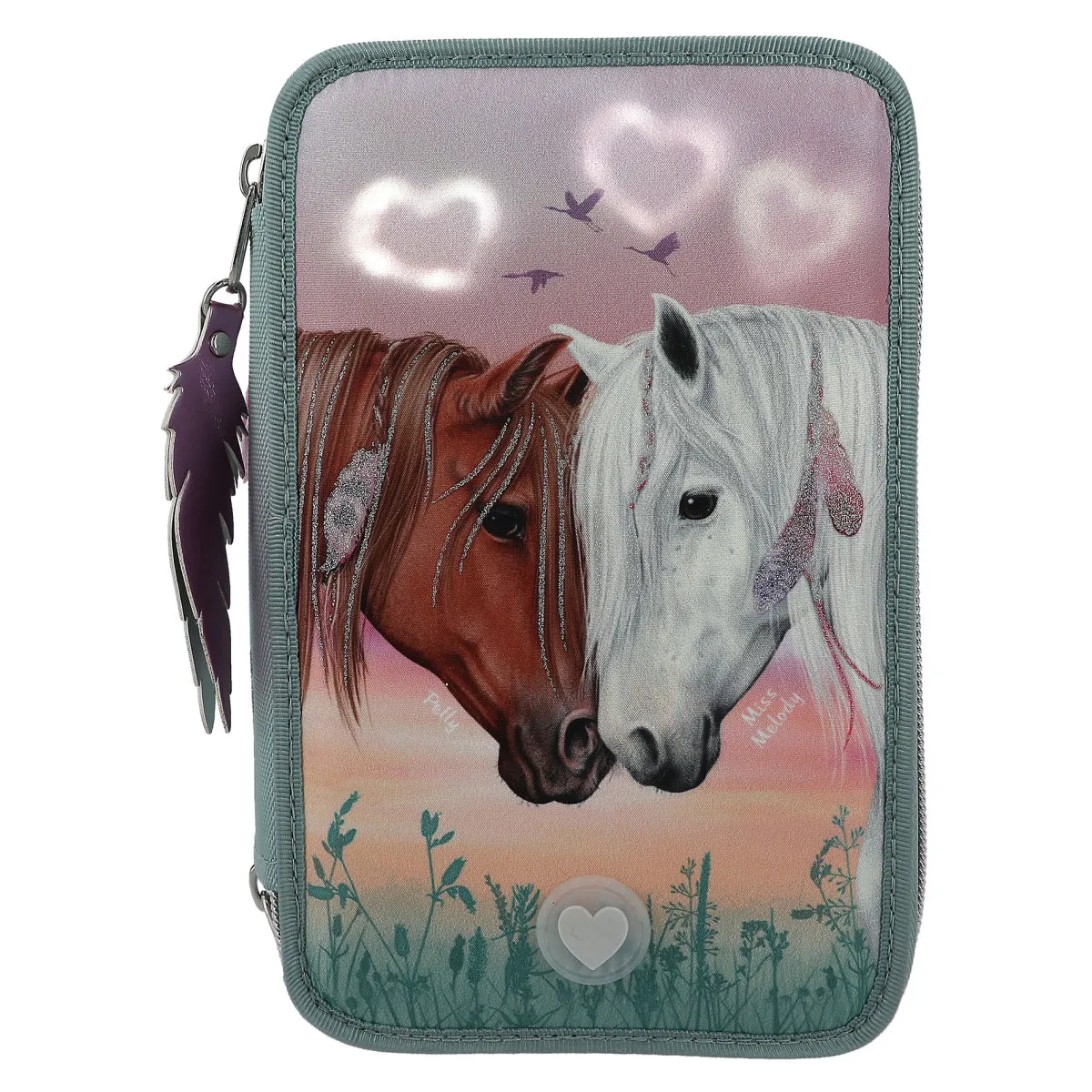 Depesche Miss Melody Triple Pencil Case Hearts Led New