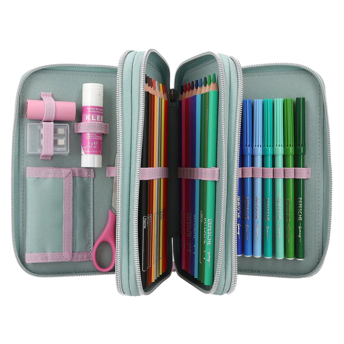 Depesche Miss Melody Triple Pencil Case Hearts Led New