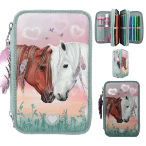 Depesche Miss Melody Triple Pencil Case Hearts Led New