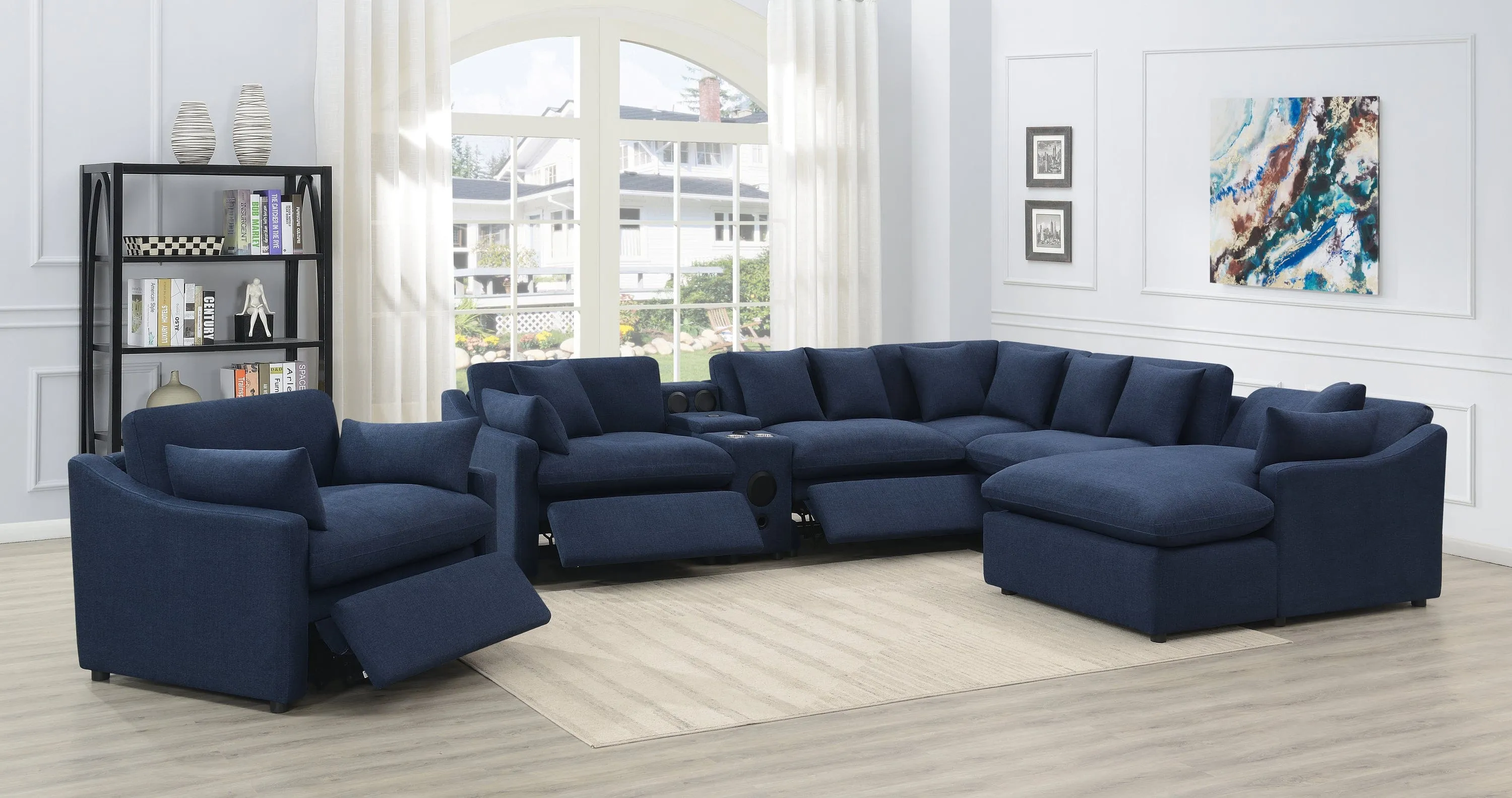 Destino 6-Piece Modular Power Sectional Midnight Blue SKU: 651551P-S6