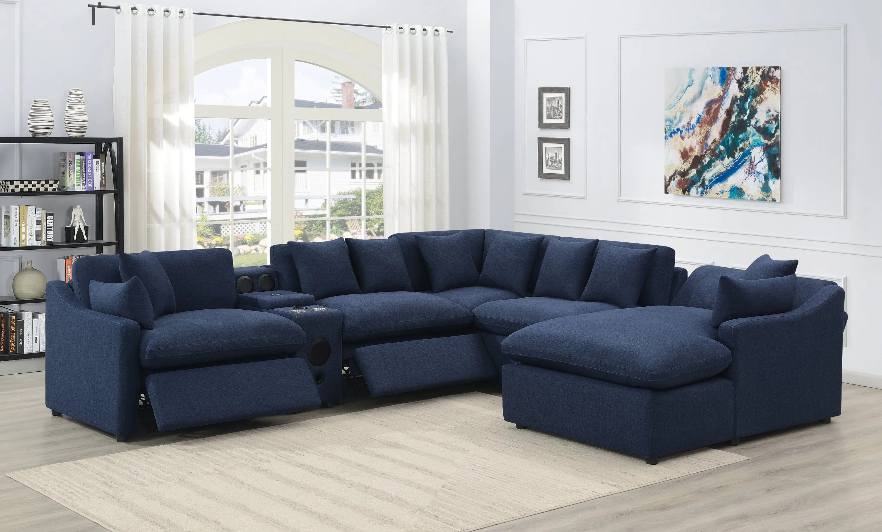 Destino 6-Piece Modular Power Sectional Midnight Blue SKU: 651551P-S6
