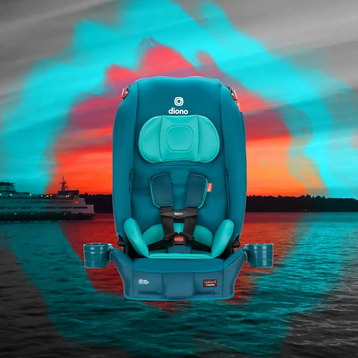 Diono Radian 3R, All-in-One Convertible Car Seat, Rear and Forward Facing, 10 Years 1 Car Seat, Slim Fit 3 Across, Blue Razz Ice