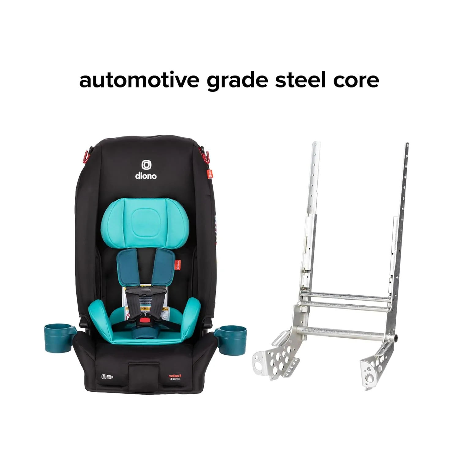 Diono Radian 3R Bonus Pack, 3-in-1 Convertible Car Seat, Rear Facing & Forward Facing, Comes with Comfort Insert and Cup Holders, Black Jet & Blue Razz Ice