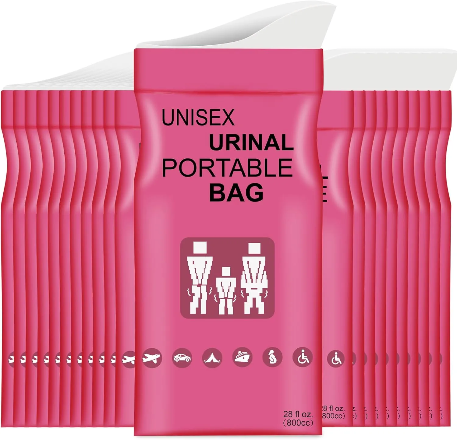Disposable Urine Bags with Absorbent Pad in Portable Urinal Pee Bags Resealable Unisex for Traffic Jam Travelling On-The-go