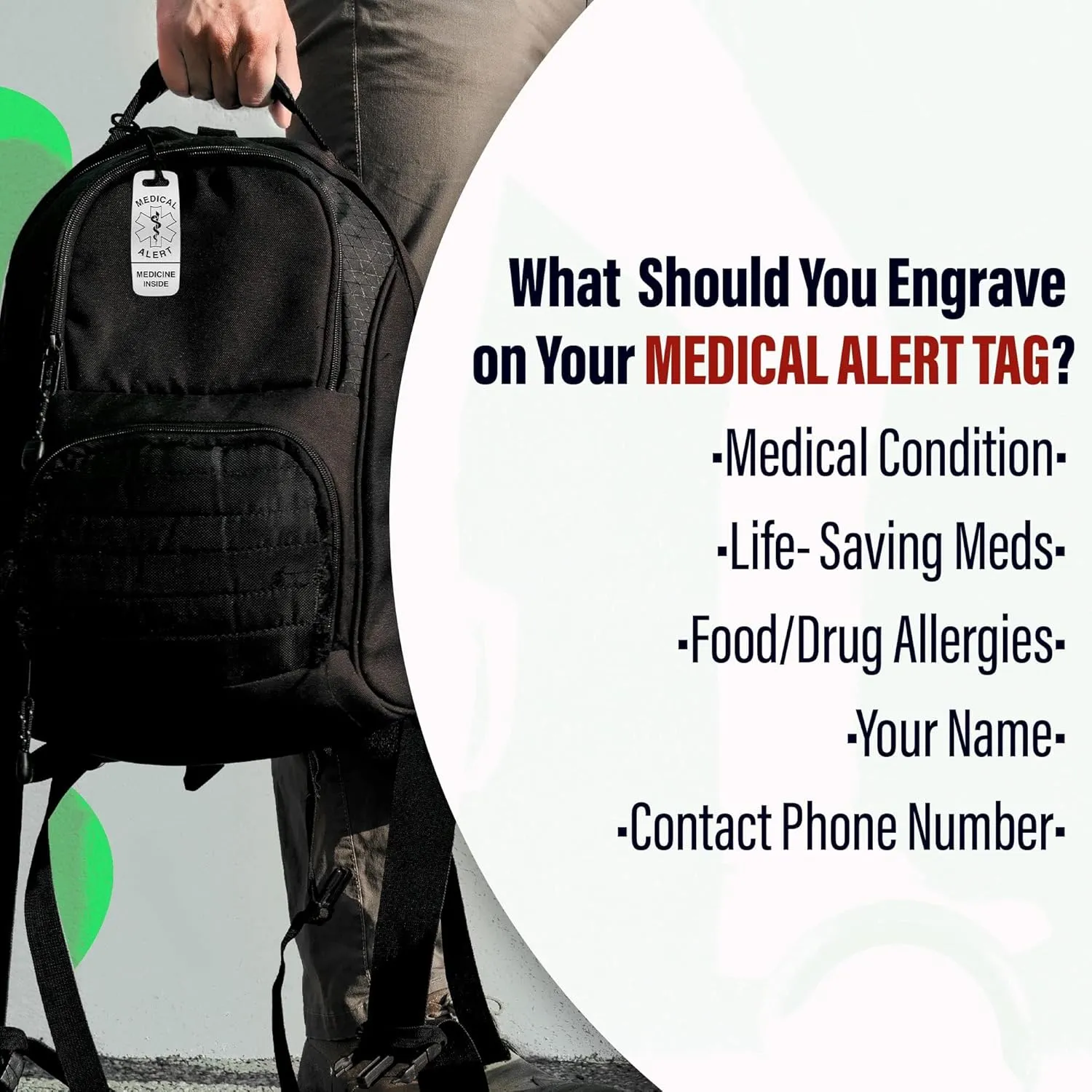 Divoti Deep Custom Laser Engraved Medical Alert Tag - Customized Engraved Info - Medical Equipment Luggage Tags - Cable Loops(2 Packs)-EPIPEN Inside -PVD Rainbow