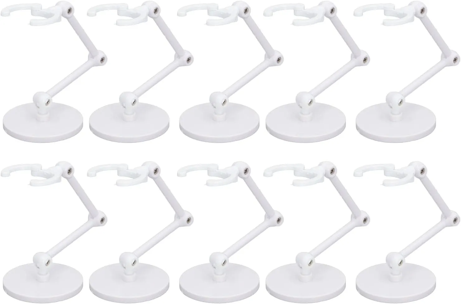 Doll Stand, 10 Sets Doll Stands Display Holders Action Figure Suppot Mini Toys Support Frame Adjustable Plastic Bracket for 6 Inch Different Toys Model (White)