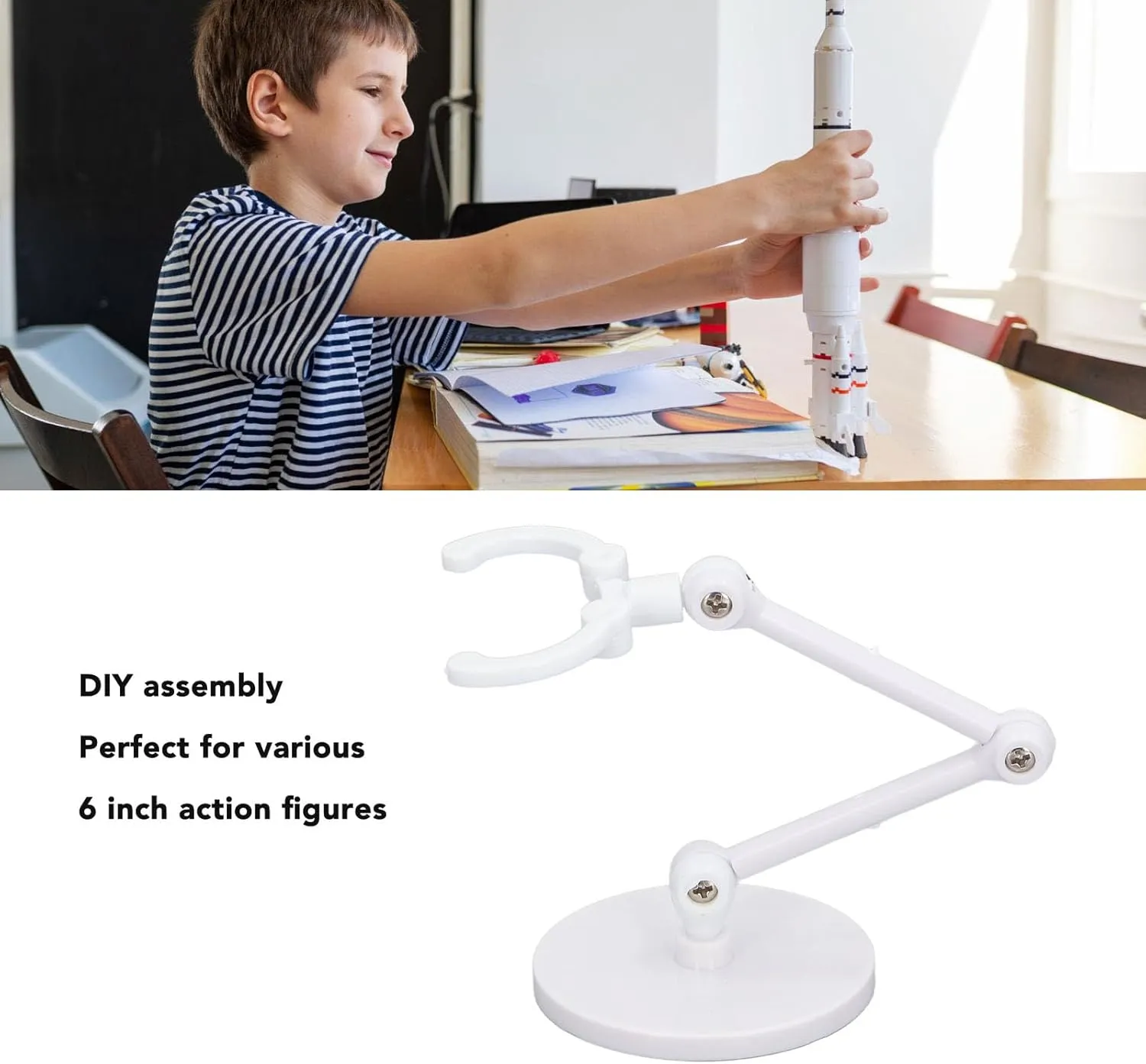Doll Stand, 10 Sets Doll Stands Display Holders Action Figure Suppot Mini Toys Support Frame Adjustable Plastic Bracket for 6 Inch Different Toys Model (White)