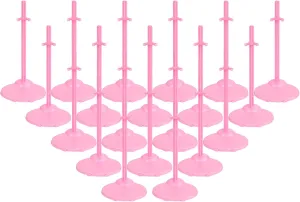 Doll Stands, Doll Stands Display Holder with Adjustable Waist Clip, Pink Support Stand for 11 to 13 Inch Dolls Action Figure Stand Dolls Accessories (20pc)