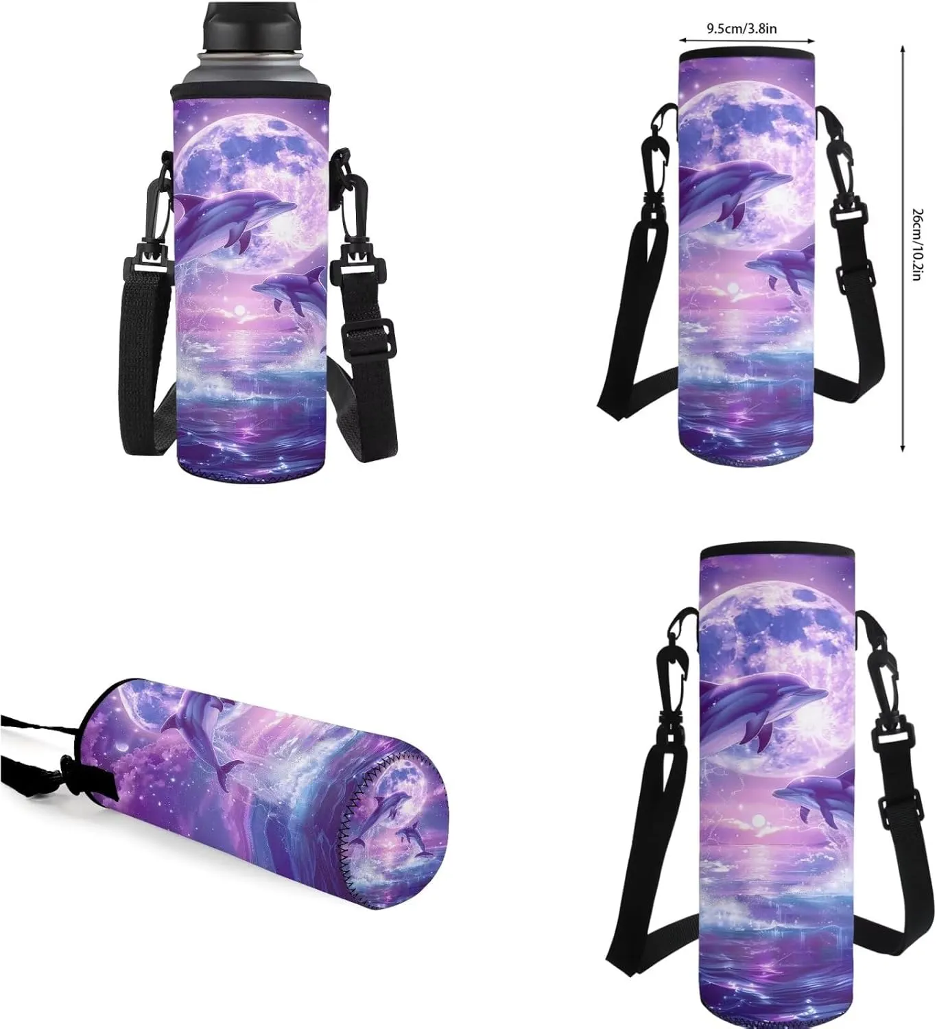 Dolphin Backpack for Girls Kids Backpack with Lunch Box Water Bottle Pouch and Aesthetic Pencil Case 4PCS Set Bookbag with Compartments for School Teens 17 inch Large Elementary School Bag