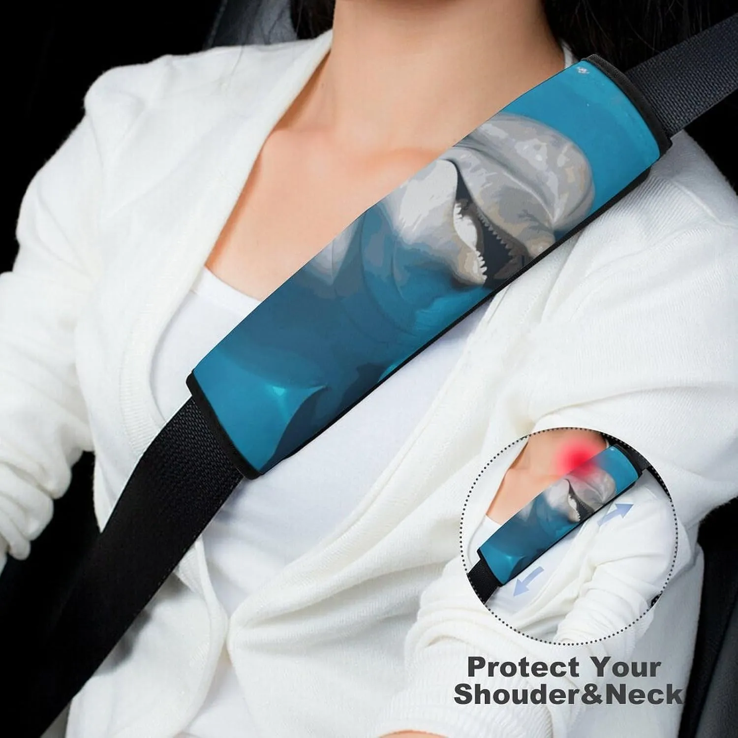 Dolphin with A Smile Auto Seat Belt Cover 2PCS Universal Car Seat Belt Shoulder Protector Pad, Protect Your Shoulders and Neck for Car Seat Belt, Shoulder Bag, Backpack