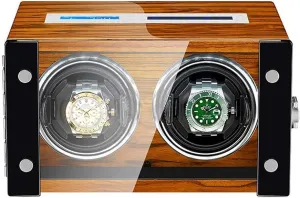 Double Automatic Watch Winder Box with Remote Control LCD Display Touch Screen LED Backlight Retractable Watch Pillow