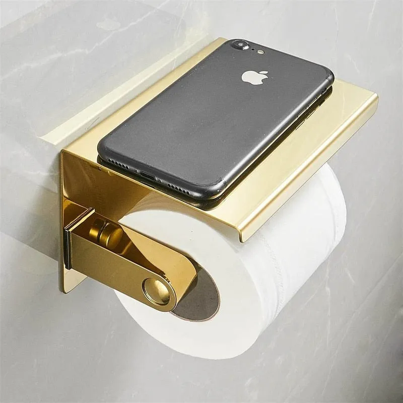 Double Roll Golden Toilet Paper Holder