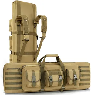 DULCE DOM Soft Double Rifle Bag, Gun Case Storage & Transportation, Long Gun Bag Portable Tactical Backpack Carrying with Molle for Shooting Range Hunting Outdoors, 32/36/42/48'' with Multiple Colors