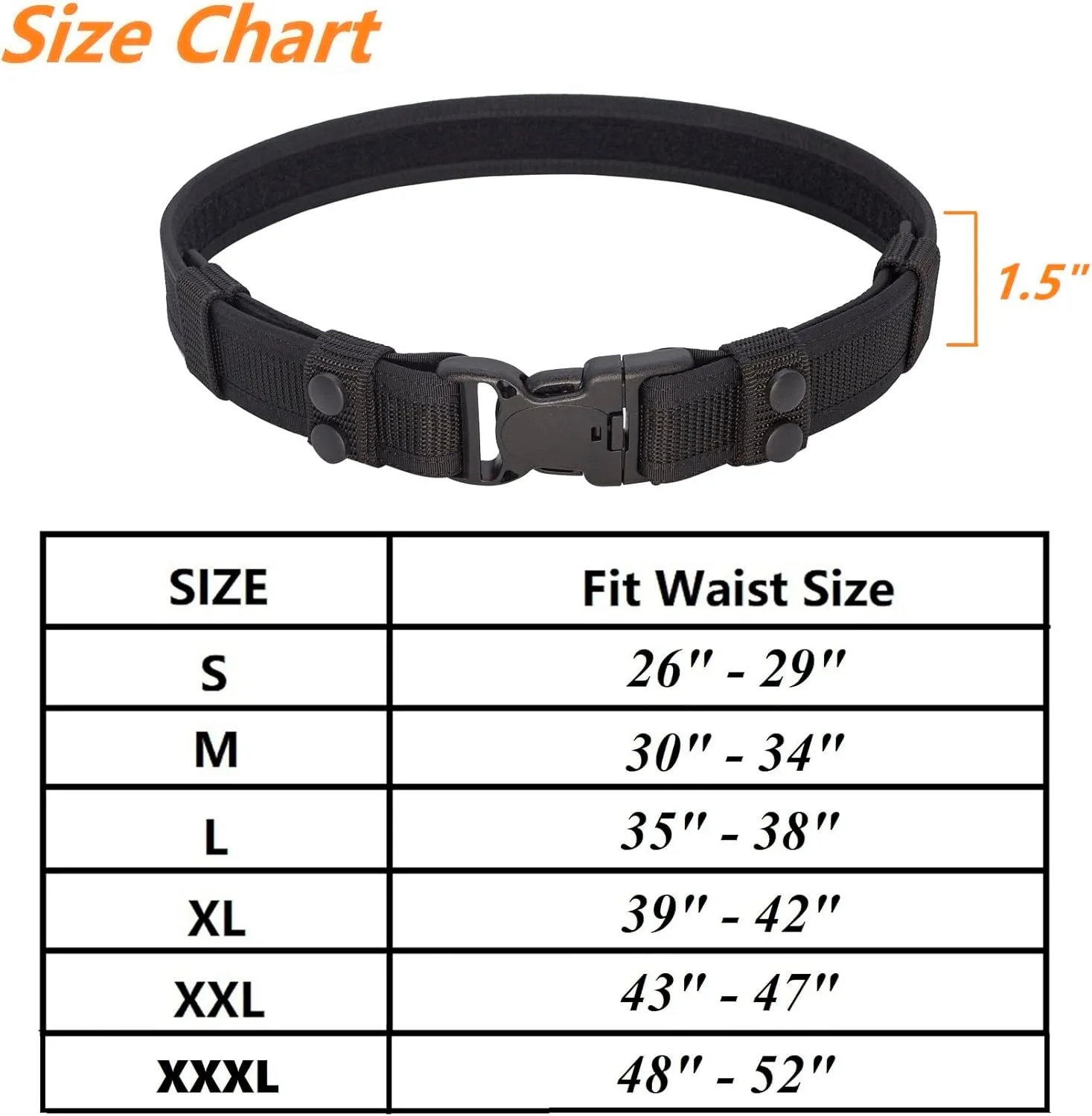 Duty Belt 1.5" Law Enforcement Police Security Nylon Utility Work Belts