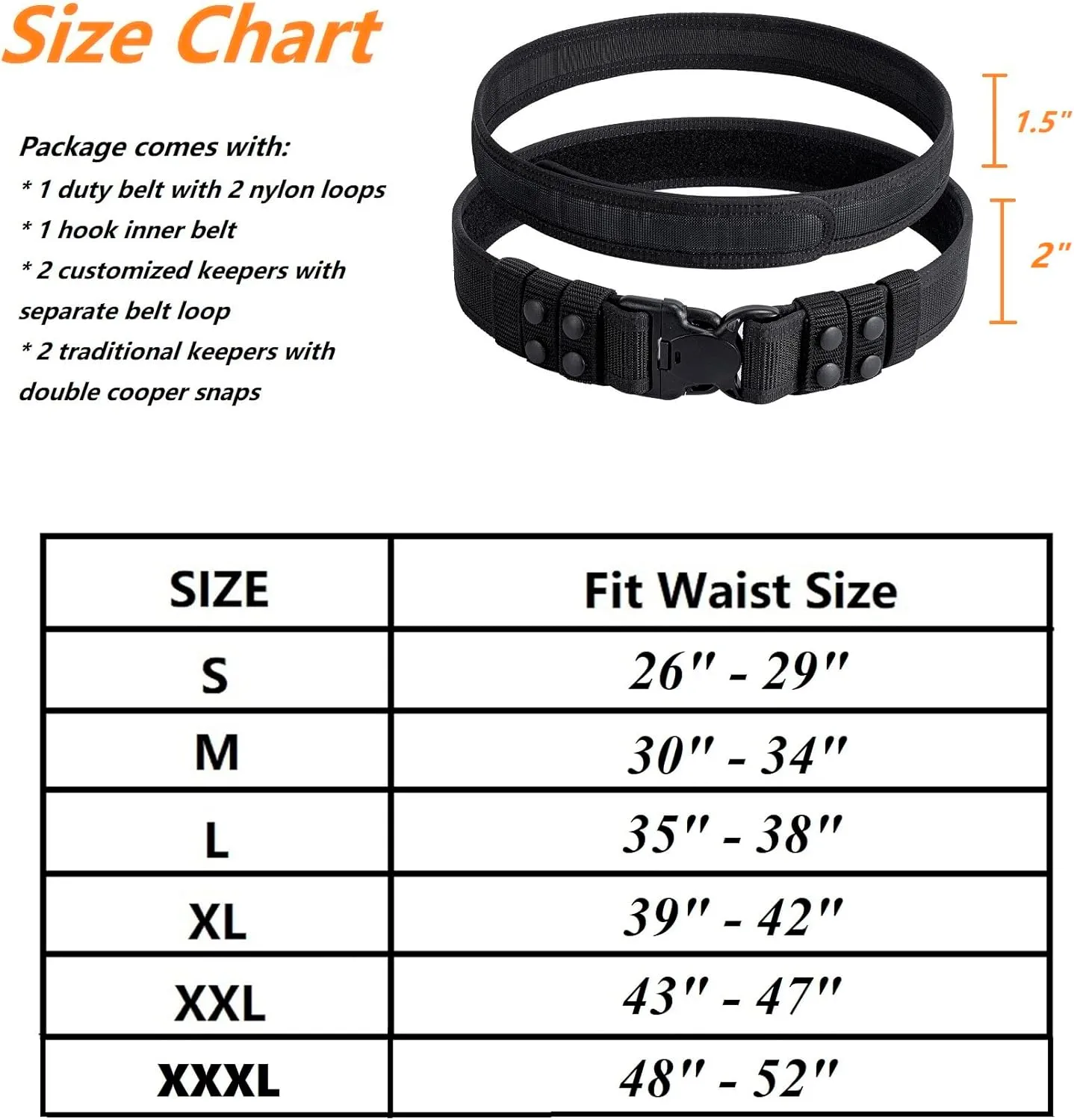 Duty Belt Law Enforcement Police Security 2"/2.25" Tactical Patrol Belt