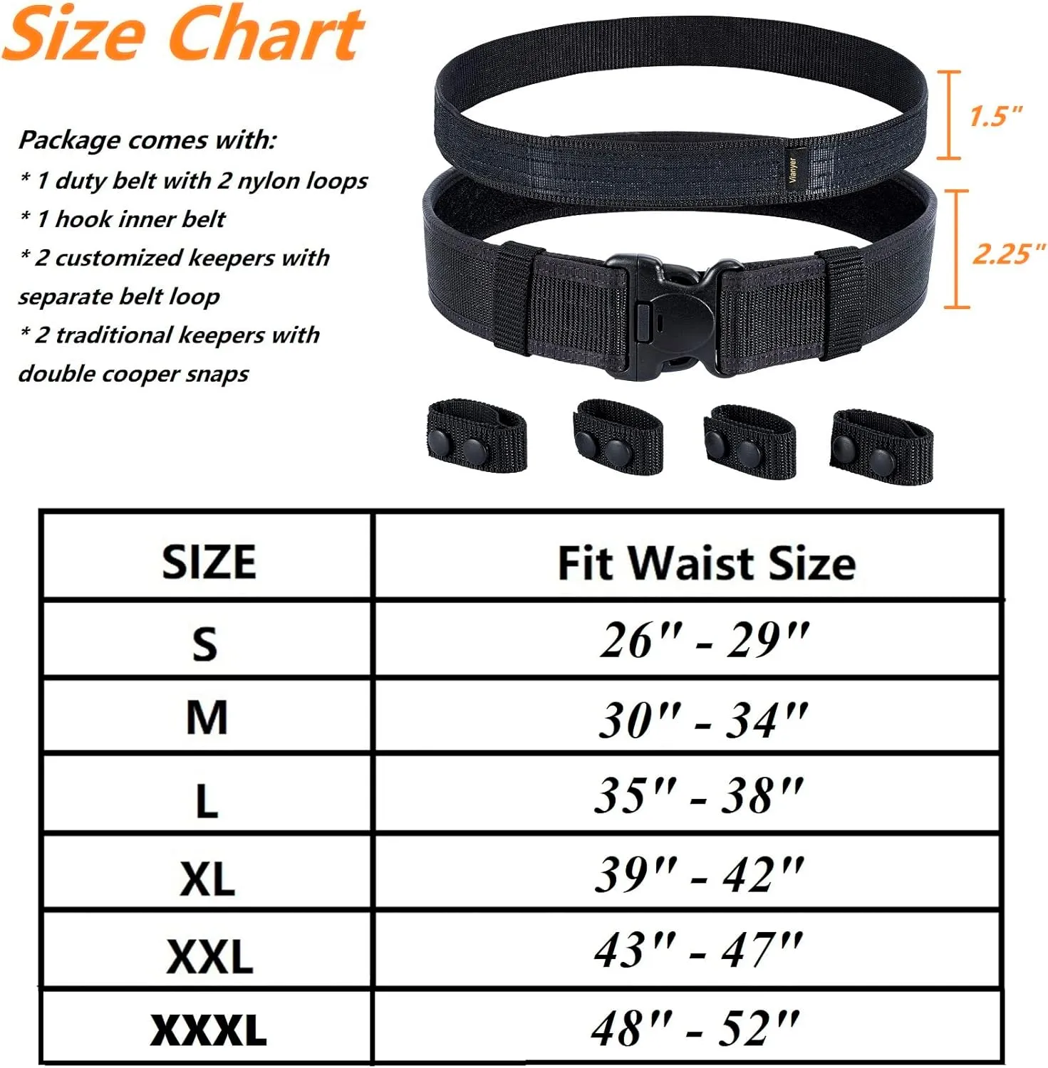Duty Belt Law Enforcement Police Security 2"/2.25" Tactical Patrol Belt