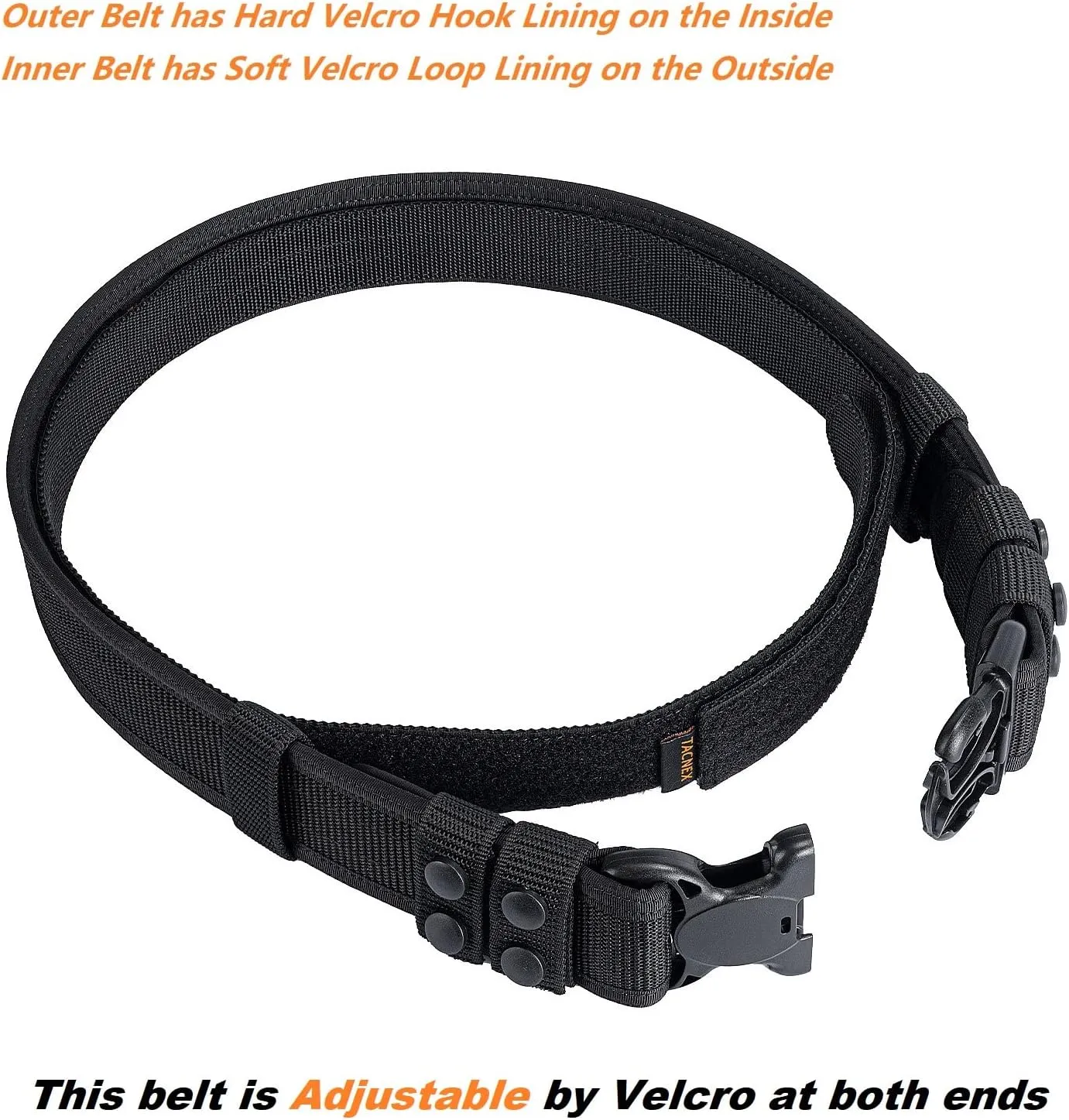 Duty Belt w/Hook Lining 4 Keepers 2" Police Law Enforcement Officer Security Nylon Outer Inner Belt