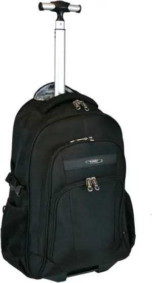 E-Z Roll” 20” Travel Rolling Backpack/Roller Laptop Backpack/Wheeled Business Bag, Overnight Bag/Carry-on Luggage/College Computer Backpack Water Resistant Unisex Adult Black