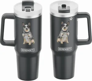 E&S Pets SERENGETI 40 Oz Ultimate Tumbler with Handle and Straw - Vacuum Insulated Tumbler with Straw and Lid - Stainless Steel Travel Mug for Pet Lovers - 3D Printing (Australian Cattle Dog)